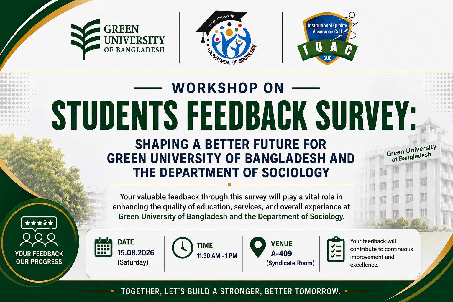 Students Feedback Survey: Shaping a Better Future for Green University of Bangladesh and the Department of Sociology